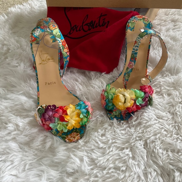 Christian Louboutin Red and Blue Heels - Picture 3 of 9